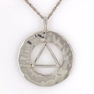 Sterling Silver “Hammered” Pendant with AA Symbol Inside