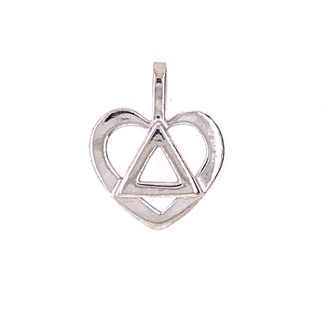 Sterling Silver Pendant with Heart and AA Symbol