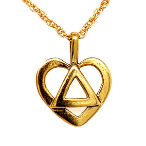 Gold Plated Sterling Silver Pendant with Heart and AA Symbol