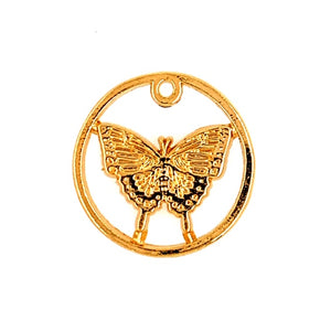 Gold Plated Sterling Silver Butterfly Inside Circle Pendant